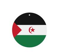Lot de 4 diffuseurs d'arômes de voiture en forme de drapeau du Sahara occidental - Forme ronde - À suspendre - Pour décoration intérieure de voiture, placard, chaussures, placard