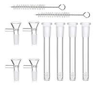 Lot de 4 diffuseurs de bong en verre avec adaptateur mâle en verre de 14 mm et poignée inférieure pour bong à eau (4 pièces) + funnels (4 pièces))