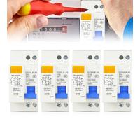 Lot de 4 disjoncteurs Fi, AC 230 V 30 mA C16 1P+N Montage sur rail DIN Protection contre les surcharges Disjoncteur différentiel avec protection contre les surintensités Interrupteur FI/LS Disjoncteur