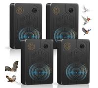 Lot de 4 dispositifs répulsifs à ultrasons pour grenier, chauves-souris réglables Fortress Mini, appareils de dissuasion rechargeables pour une utilisation en intérieur et en extérieur, sans danger