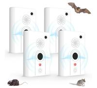 Lot de 4 dispositifs répulsifs à ultrasons pour grenier, pour utilisation en intérieur, système dissuasif à brancher pour chauve-souris à distance pour la maison, respectueux des animaux et des