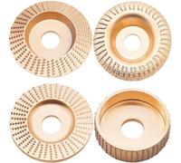 Lot de 4 disques de fraisage pour meuleuse d'angle bois 115/125 mm avec 7/8" (22 mm) pour meuleuse d'angle, disque abrasif pour bois, pour façonner, meuler et couper (doré)