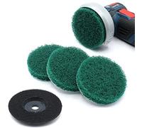 Lot de 4 disques de nettoyage + 1 plateau de ponçage non tissé abrasif 76 x 10 mm non-tissé de nettoyage plaque métal en acier inoxydable 76 mm meuleuse d'angle sans fil (vert = grain 240 + assiette)