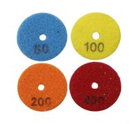 Lot de 4 disques de polissage humides/secs pour granit, marbre et pierre - Disques abrasifs flexibles liés à la résine avec trou central de 8 mm, grain 50# - 400# - Lot de 4 (grain 50-400)