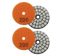 Lot de 4 disques de polissage humides/secs pour granit, marbre et pierre - Disques abrasifs flexibles liés à la résine avec trou central de 8 mm, grain 50# - 400# - Lot de 4 (grain 200)