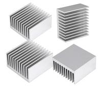 Lot de 4 dissipateurs thermiques en aluminium anodisé 40 x 40 x 20 mm - Kit de dissipateur thermique de synchronisation avec ailettes de refroidissement de 40 mm pour module électronique d'ordinateur