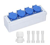 Lot de 4 distributeurs de courant Schuko 230 V, IP65, répartiteur de courant, répartiteur mural extérieur 16 A, boîtes de distribution murale en saillie pour répartiteur de construction, prise murale