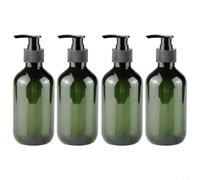 Lot de 4 distributeurs de savon en plastique rechargeables de 300 ml pour shampooing, lotion, gel douche, savon liquide pour les mains, vert et marron, grand pour calibre pour une pression facile