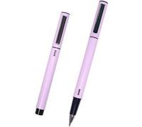 LOT de 4 Dohe Stylos élégants en métal léger - Corps ovale violet ergonomique - Capuchon avec clip - Fabriqué en aluminium - Encre bleue