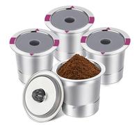 Lot de 4 dosettes de café réutilisables, universelles en acier inoxydable, compatibles avec les cafetières 2.0 et 1.0, respectueuses de l'environnement, idéales pour le brassage quotidien du café