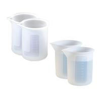 Lot de 4 doseurs de lessive - 2 boules de lavage pour lessive liquide - Gobelets doseurs en silicone - Capacité : 150 ml - 100 ml - Pour lessive liquide, bricolage, bricolage, cire, cuisine