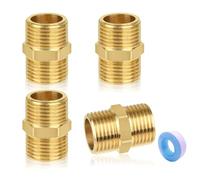 Lot de 4 doubles en laiton 1/2" (G1/2) 20 mm x 30 mm, raccord fileté pour sanitaire et chauffage