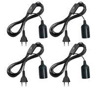 Lot de 4 douilles de lampe E27 : douille de lampe E27 avec câble de 3 m, interrupteur et prise, adaptateur de prise E27 pour suspension de lampe, lampe suspendue, salon