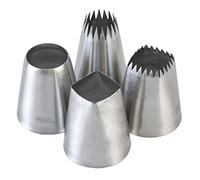 Lot de 4 douilles extra larges en acier inoxydable pour décoration de gâteaux - Pour gâteaux, cupcakes, biscuits, beurre, crème