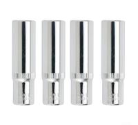 Lot de 4 douilles profondes hexagonales de 10 mm de long en acier au chrome vanadium avec entraînement carré de 6,35 mm pour cliquets et rallonges, couleur argent, outils à main à couple élevé pour