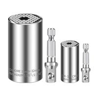 Lot de 4 douilles universelles (11-32 mm, 7-19 mm) - Super douille pour dévisser n'importe quel boulon - Clé universelle multifonction avec adaptateurs de perceuse électrique - Cadeau pour homme, père