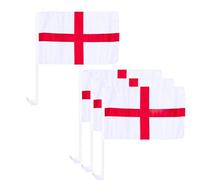Lot de 4 drapeaux de fenêtre de voiture 46 x 30 cm Croix de St George Angleterre pour la Coupe du Monde FIFA 2026 - Polyester Angleterre - Décorations pour matchs de football, événements sportifs et