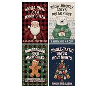 Lot de 4 drapeaux de jardin de Noël double face pour décoration de cour d'hiver