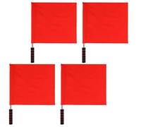 Lot de 4 Drapeaux de Signalisation Rouge pour Arbitre, Tige Acier | Poignée Ergonomique Antidérapante, Usage Sportif et Officie, Signal Visuel Clair, pour Véhicules et Spectateurs