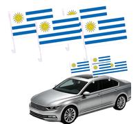 Lot de 4 drapeaux de voiture Uruguay pour fenêtre de voiture, petit drapeau du monde du monde