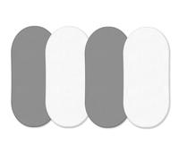 Lot de 4 draps-housses pour couffin (75 x 35 cm) | Ultra doux, certifiés Oeko-Tex Standard 100 | Hypoallergénique et respirant (blanc et gris, 75 x 35 cm)
