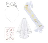 Lot de 4 écharpes Bride to be - Décoration de mariée - Accessoires pour femme - Accessoires d'enterrement de vie de jeune fille - Blanc - JGA or rose - Bandeau pour fête de bachelorette