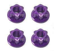 Lot de 4 écrous de roue M10 x 1,0 en alliage d'aluminium 7075 pour vélo à pignon fixe pour moyeux arrière et essieux de 3/8" (violet)
