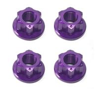 Lot de 4 écrous de roue pour vélo à pignon fixe, en alliage d'aluminium 7075, boulons d'essieu à dégagement rapide, compatibles avec les moyeux arrière de 1,9 cm pour VTT pliables, violets