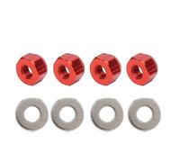 Lot de 4 écrous de verrouillage hexagonaux en aluminium antidérapant, facile à installer, accessoire de mise à niveau pour voiture télécommandée Wltoys 1/14 144001 - Bleu, rouge, jaune (rouge A949-49R