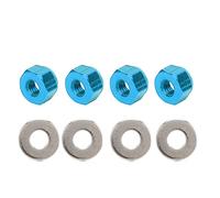 Lot de 4 écrous de verrouillage hexagonaux en aluminium antidérapant, facile à installer, accessoire de mise à niveau pour voiture télécommandée Wltoys 1/14 144001 (bleu A949-49R)