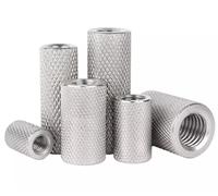 Lot de 4 écrous moletés ronds M12 x 25 mm en acier inoxydable - Écrous ronds - Entretoises - Filetage intérieur double face - Manchons filetés ronds