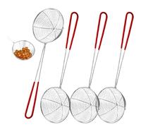Lot de 4 écumoires en acier inoxydable avec poignées, passoire à fondue, épuisette pour paniers, cuillères à fondue, passoire à fondue, passoire à fondue, passoire à fondue 26,5 x 6,5 cm