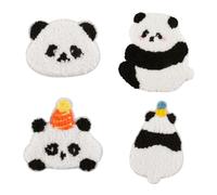 Lot de 4 écussons brodés sur le thème des pandas, réutilisables, à coudre sur divers vêtements, accessoires décoratifs à repasser