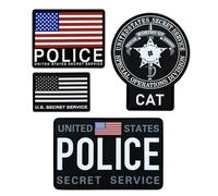 Lot de 4 écussons en PVC de la police des services secrets américains, dos auto-agrippant, motif drapeau américain