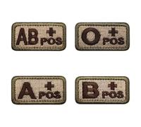 Lot de 4 écussons médicaux, drôles de type positif, marron, pour groupe sanguin avec , armée allemande, militaire, O+ positif, tactique, amovible, fermeture pour chapeau, veste, jean