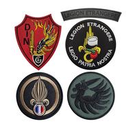 Lot de 4 écussons militaires de la Légion étrangère française - Patchs tactiques brodés - Dos auto-agrippant