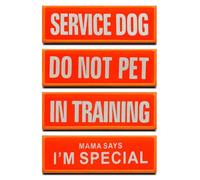Lot de 4 écussons réfléchissants orange « SPECIAL/SERVICE DOG/DO NOT PET/IN TRAINING » - Patch tactique moral pour chien - Gilet pour chien - Harnais pour chien - Vêtements - Sac à dos