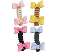 Lot de 4 élastiques à cheveux en forme de pour femme - Avec nœud - Accessoires mignons pour femme - Sans danger pour les et les adolescents - Pour les trajets quotidiens, les voyages
