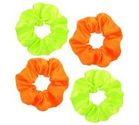Lot de 4 élastiques à cheveux en satin de couleur fluo, pour femmes et filles