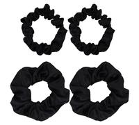 Lot de 4 élastiques à cheveux larges et fins en satin pour femme, chouchous antidérapants, sans traces, anti-frisottis, pour queue de cheval, filles, enfants et adultes (grand et petit)