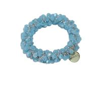 Lot de 4 élastiques à cheveux pour femme - Perles et cristaux - Élastique - Pour cheveux - Pour queue de cheval - Bleu lac