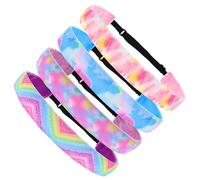 Lot de 4 élastiques à cheveux pour filles, en batik, élastiques pour enfants, bandeaux de transpiration pour la course à pied, bandeaux de sport antidérapants, colorés et tendance
