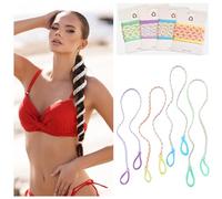 Lot de 4 élastiques à cheveux tressés en spirale de 73,7 cm pour le sport, la gym, le yoga, les activités de plage, élastiques et antidérapants pour queue de cheval pour femmes et filles (mélange de