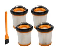 Lot de 4 éléments filtrants pour aspirateur en plastique robuste, compatibles avec une filtration efficace et un design avec une petite brosse de nettoyage jaune, ajustement précis pour une filtration