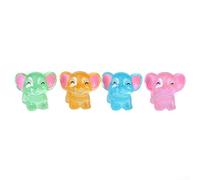 Lot de 4 éléphants miniatures lumineux en résine pour décoration de jardin avec émission de lumière nocturne constante pour un intérêt visuel (E)