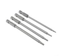Lot de 4 embouts de tournevis à tige hexagonale 1/4 de 1,5 à 3 mm en alliage d'acier à longue portée pour perceuses Embouts de tournevis extra durs Accessoires de tournevis haute performance Argenté