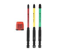 Lot de 4 embouts de tournevis cruciformes HRC63 en alliage d'acier avec magnétisme pour interrupteur à douille d'électricien, 4 embouts FPH/FPZ et bague