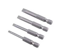 Lot de 4 embouts de tournevis magnétiques à fente de 50 mm à tête plate 6,35 mm en alliage d'acier - Embouts de tournevis professionnels pour tournevis électriques et P