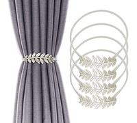 Lot de 4 embrasses de Rideaux en Alliage d'aluminium - Design à Ressort - Motif Feuille sculptée - Attaches de Rideaux pour Rideaux - Style Moderne et Simple - Crochets décoratifs