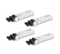 Lot de 4 émetteurs-récepteurs SFP+ 10 GBase-SR SFP+, module muiltimode double LC 10 G pour Cisco SFP-10G-SR, Meraki MA-SFP-10GB-SR, Ubiquiti UF-MM-10G, Mikrotik, Supermicro et plus (DDM, 850 nm, 300 m